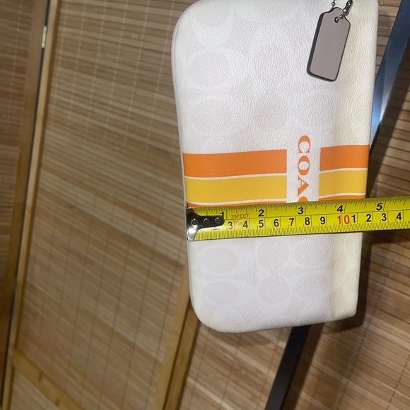 Coach Varsity Large Wristlet Chalk Orange yellow striped wallet - Picture 9 of 11